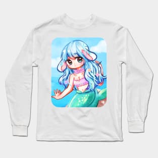 bunny mermaid ocean sea kawaii anime girl Long Sleeve T-Shirt